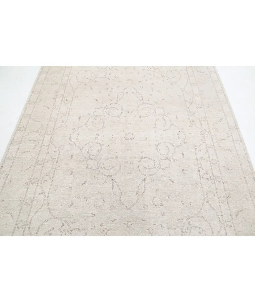 Ivory Afghan Serenity Rug 5' 11" x 9' 4" Hand-Knotted | No. AT60319