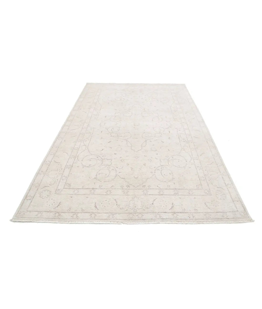 Ivory Afghan Serenity Rug 5' 11" x 9' 4" Hand-Knotted | No. AT60319