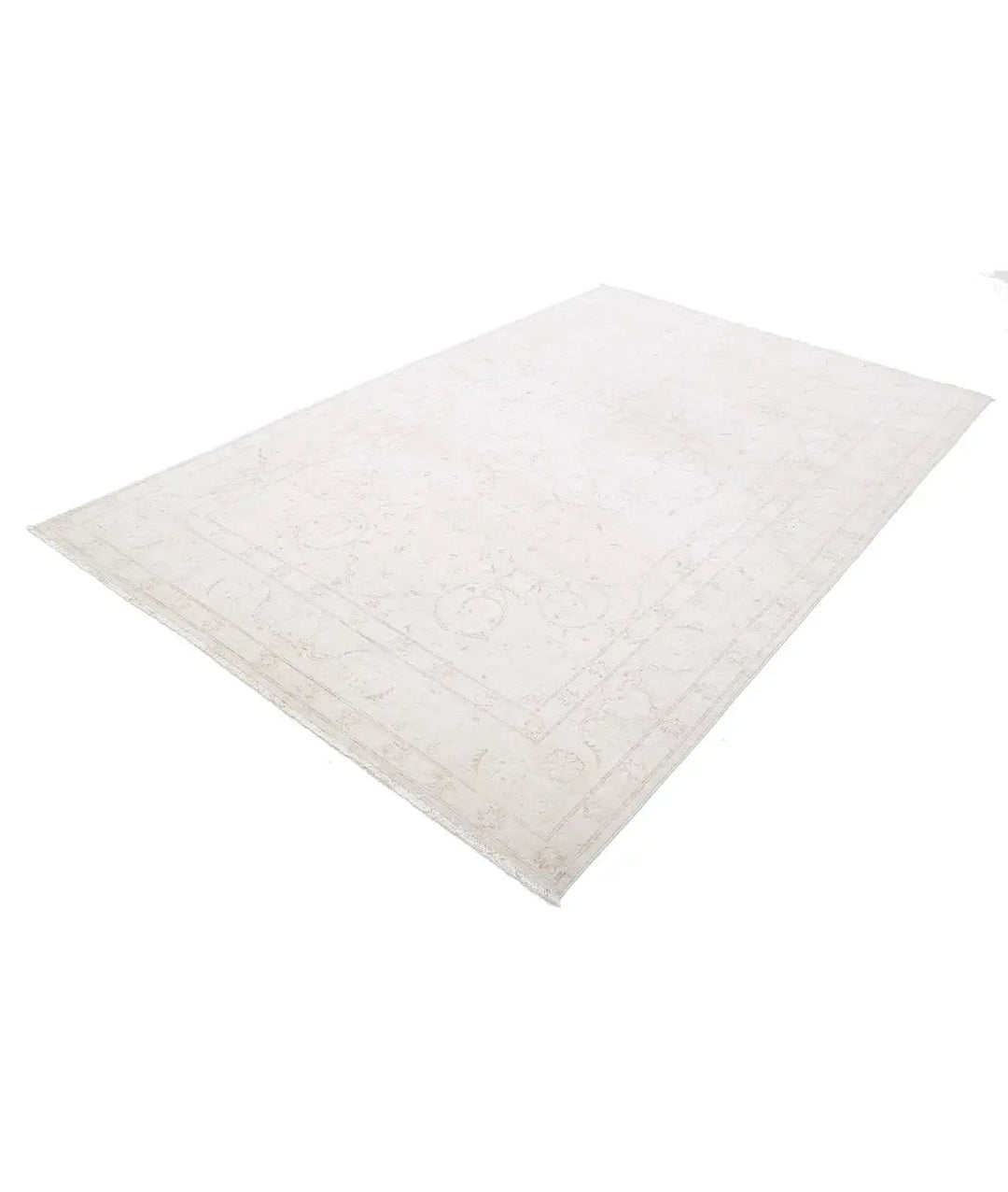 Ivory Afghan Serenity Rug 5' 11" x 9' 4" Hand-Knotted | No. AT60319