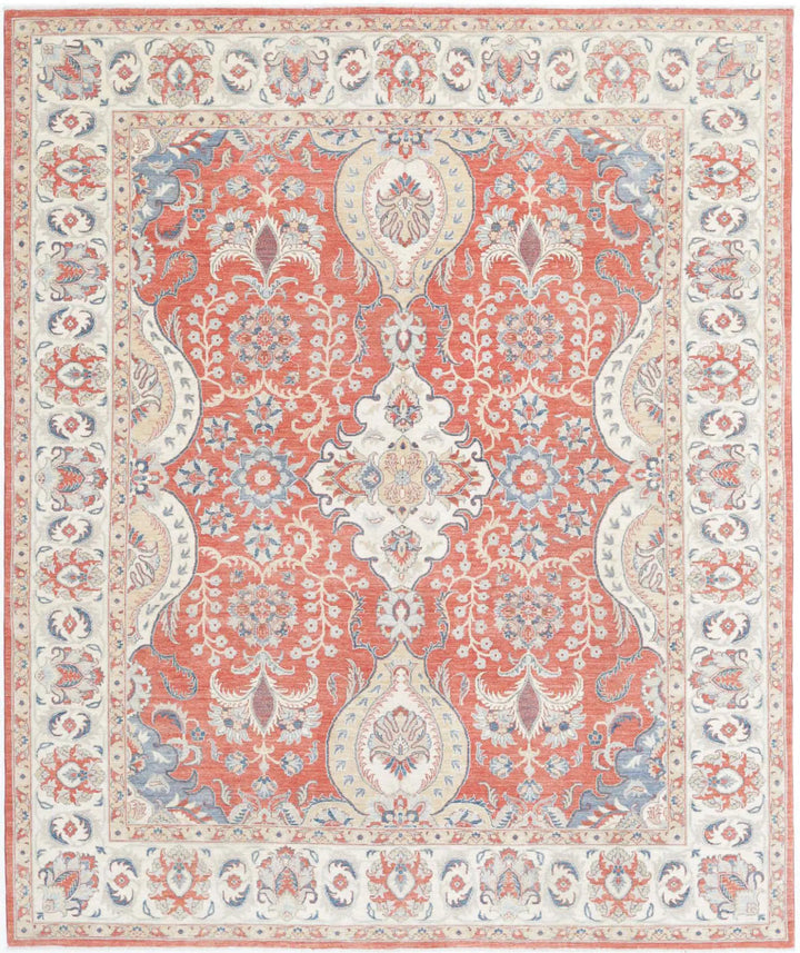 Afghan Ziegler Rug 7' 9" x 9' 5" Hand-Knotted | No. AT28692