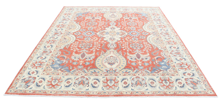 Afghan Ziegler Rug 7' 9" x 9' 5" Hand-Knotted | No. AT28692