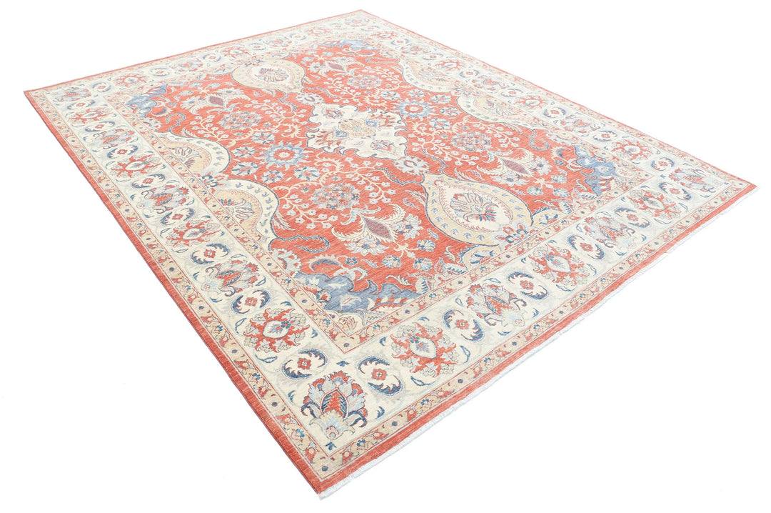 Afghan Ziegler Rug 7' 9" x 9' 5" Hand-Knotted | No. AT28692
