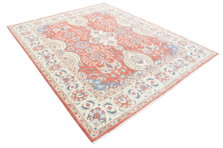 Afghan Ziegler Rug 7' 9" x 9' 5" Hand-Knotted | No. AT28692