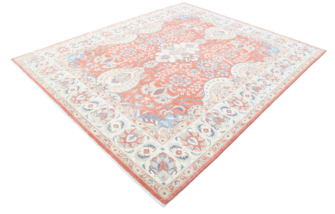 Afghan Ziegler Rug 7' 9" x 9' 5" Hand-Knotted | No. AT28692