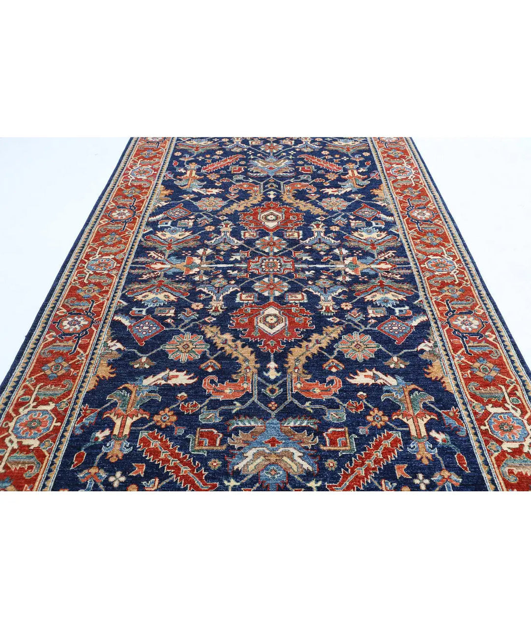 Afghan Heriz Rug 6' 2" x 12' 7" Hand-Knotted | No. AT68748