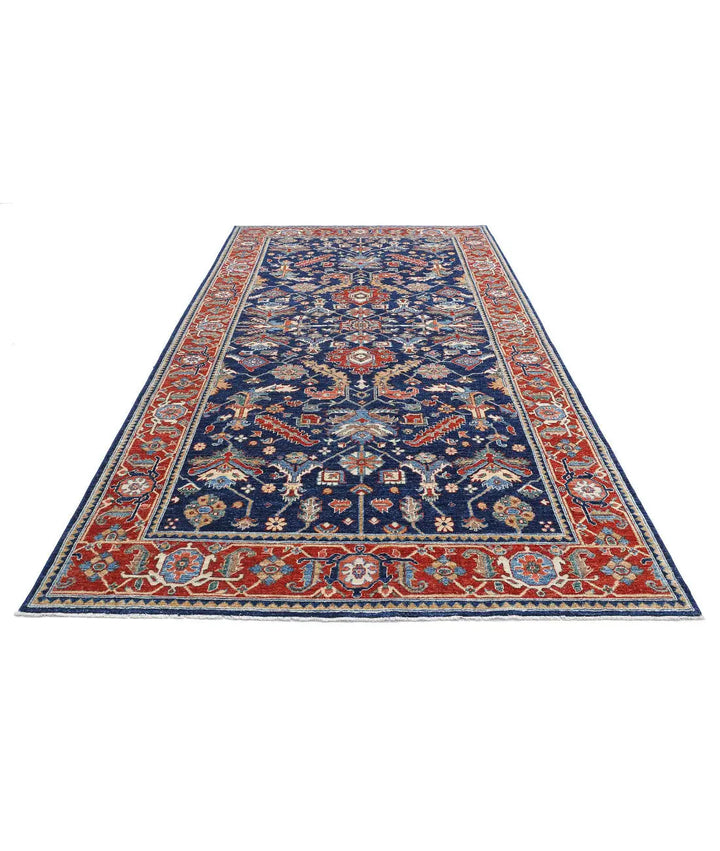 Afghan Heriz Rug 6' 2" x 12' 7" Hand-Knotted | No. AT68748