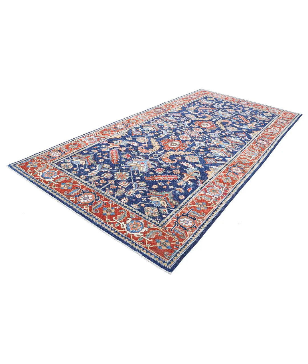 Afghan Heriz Rug 6' 2" x 12' 7" Hand-Knotted | No. AT68748