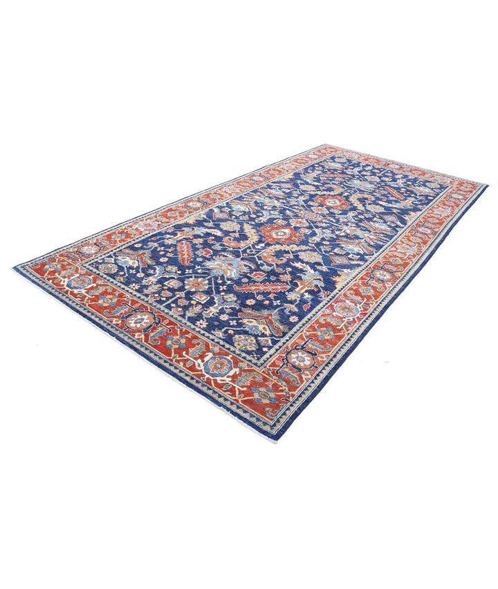 Afghan Heriz Rug 6' 2" x 12' 7" Hand-Knotted | No. AT68748