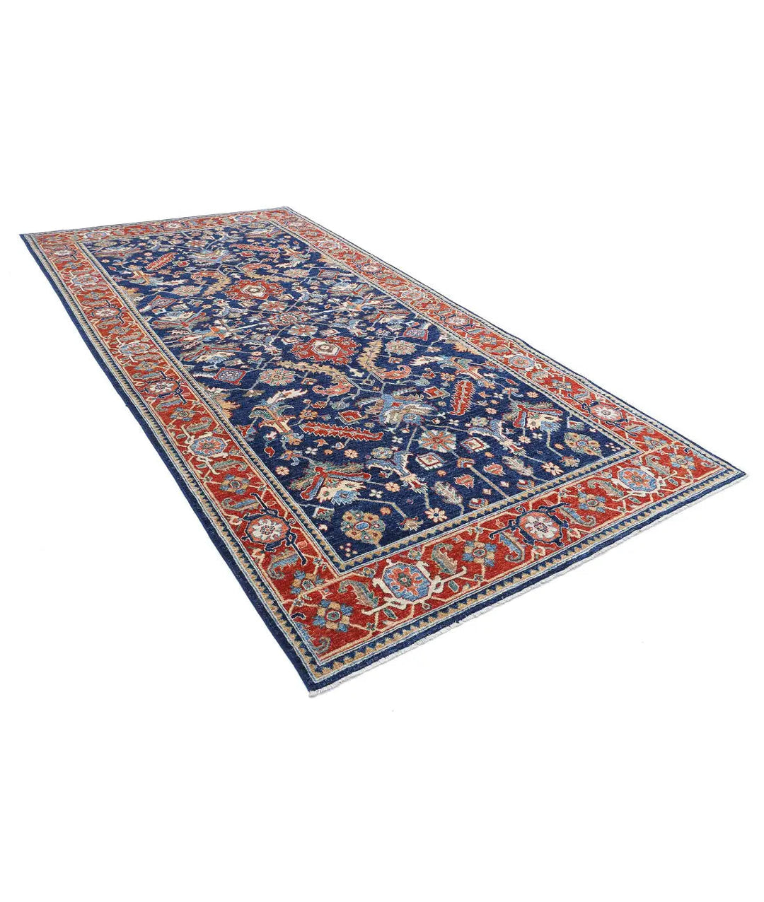 Afghan Heriz Rug 6' 2" x 12' 7" Hand-Knotted | No. AT68748