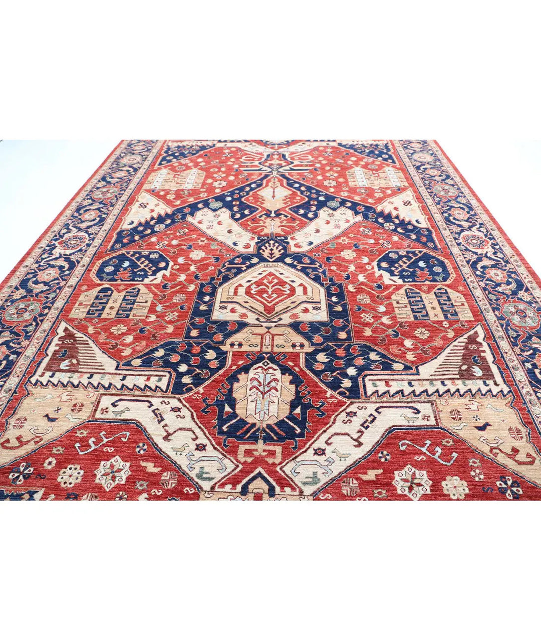 Afghan Heriz Rug 10' 0" x 13' 0" Hand-Knotted | No. AT25687