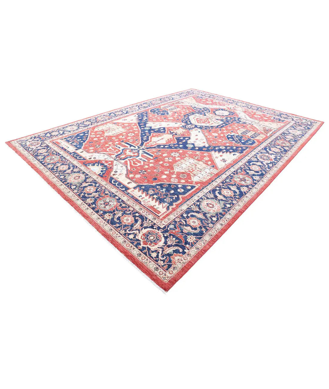 Afghan Heriz Rug 10' 0" x 13' 0" Hand-Knotted | No. AT25687