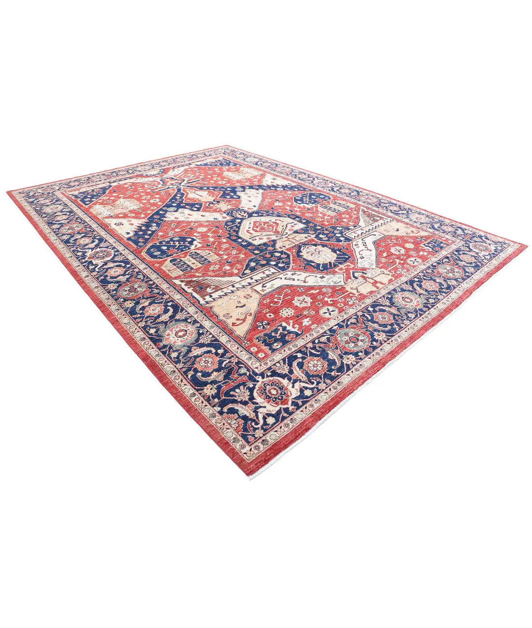 Afghan Heriz Rug 10' 0" x 13' 0" Hand-Knotted | No. AT25687