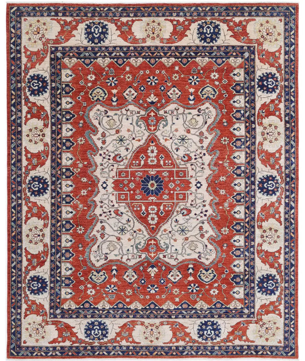 Hand Knotted Heriz Wool Rug 8' 0" x 9' 10" - No. AT86383