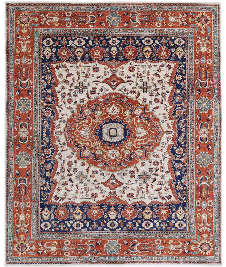 Afghan Heriz Rug 8' 0" x 9' 10" Hand-Knotted | No. AT47689