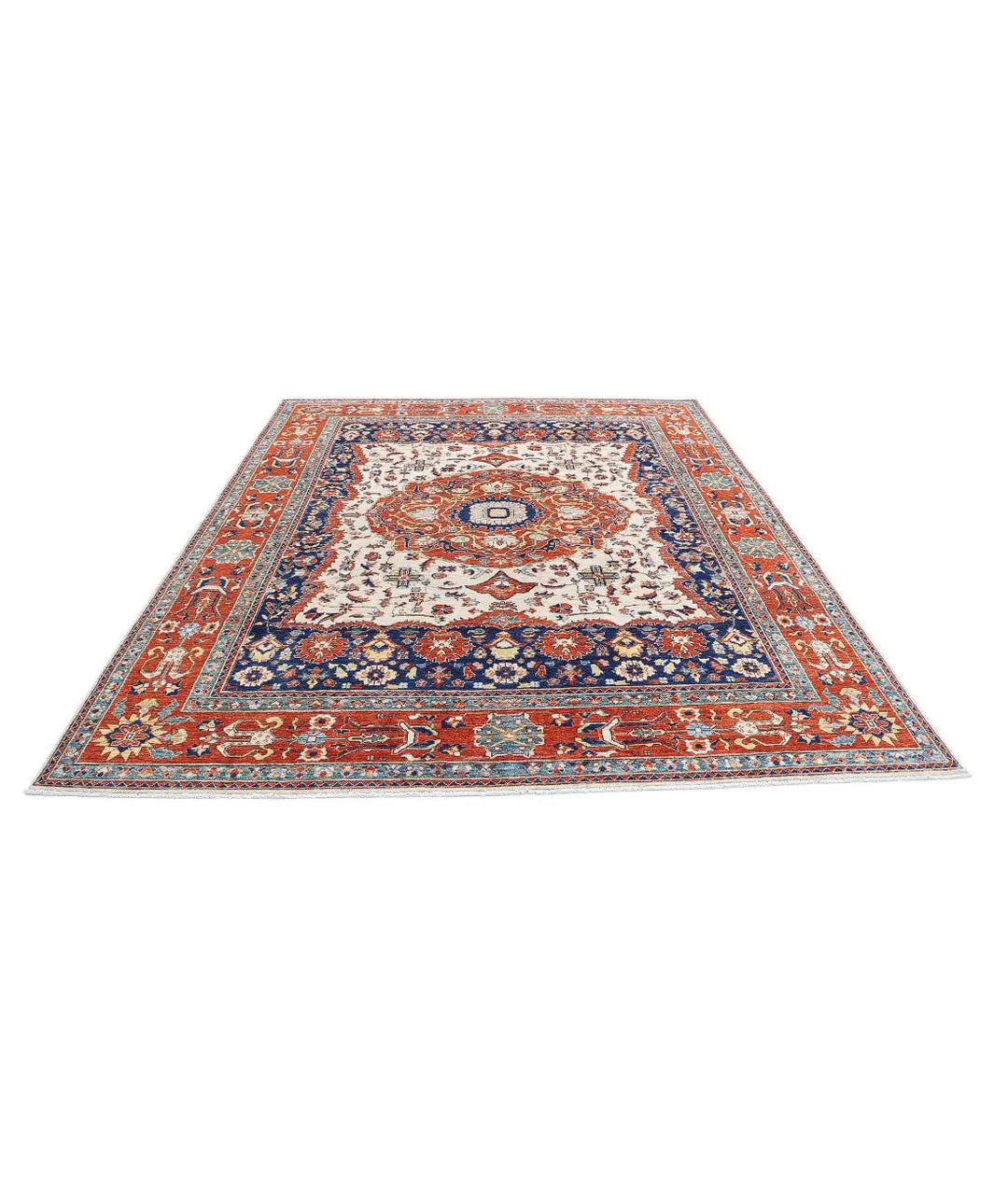 Afghan Heriz Rug 8' 0" x 9' 10" Hand-Knotted | No. AT47689