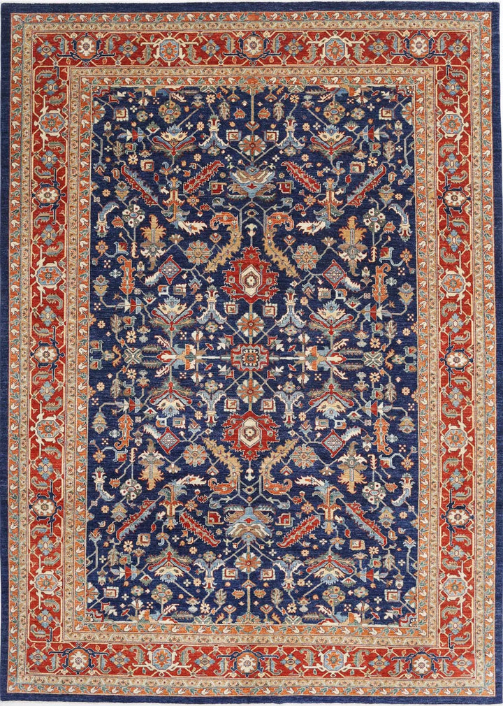 Afghan Heriz Rug 9' 11" x 13' 11" Hand-Knotted | No. AT13511