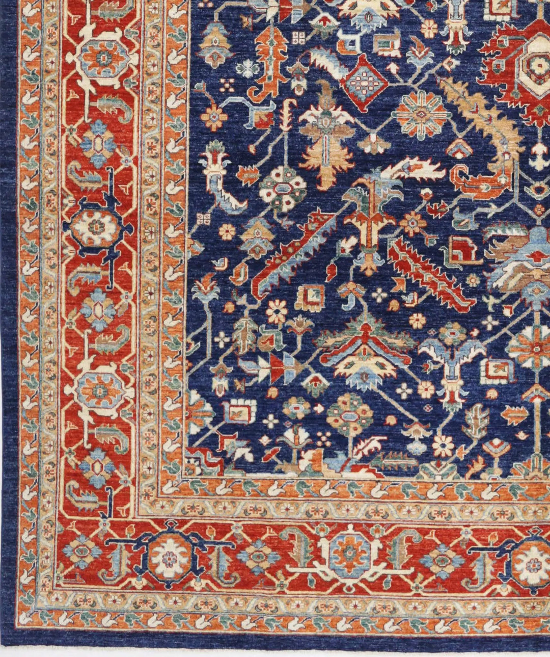 Afghan Heriz Rug 9' 11" x 13' 11" Hand-Knotted | No. AT13511