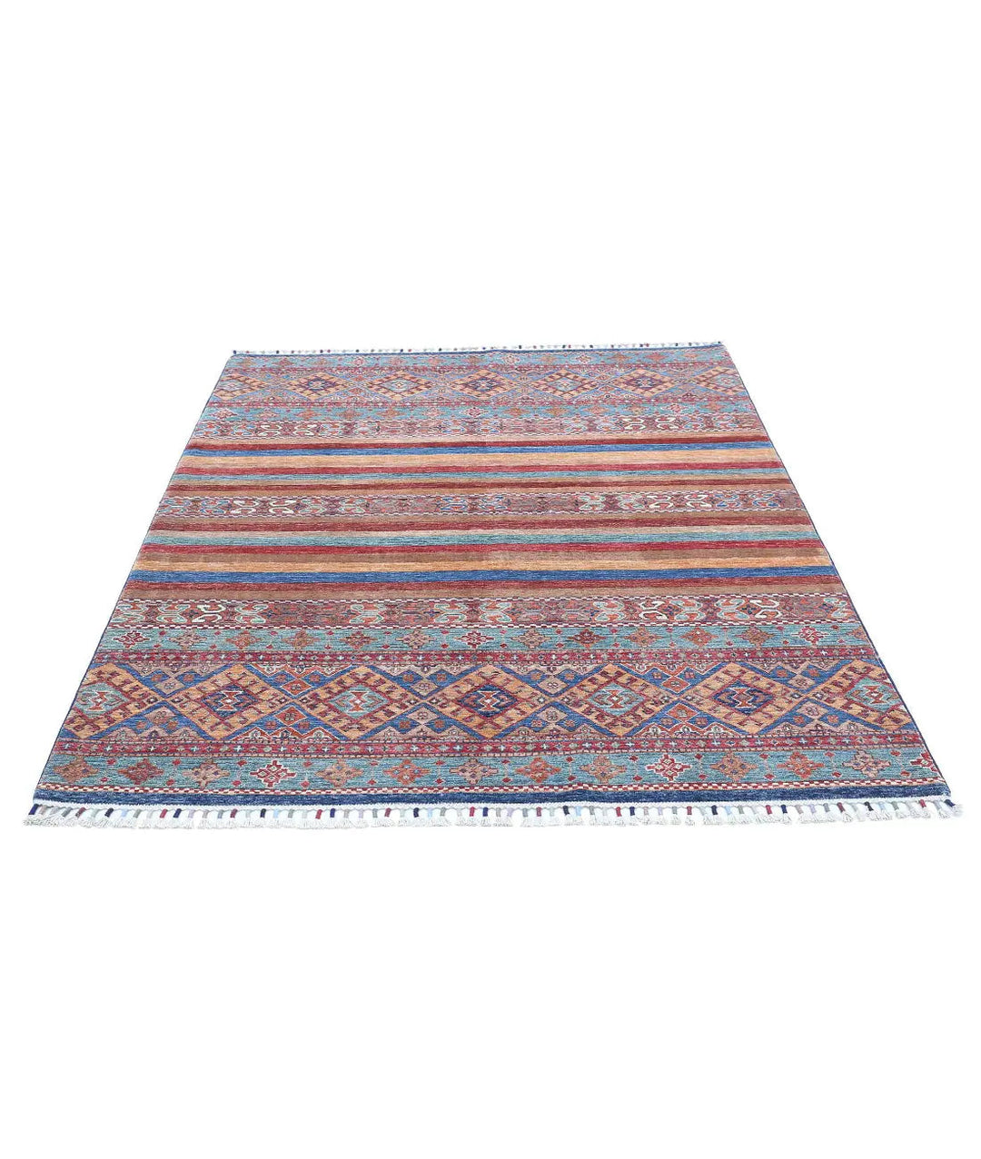 Afghan Khurjeen Rug 5' 0" x 6' 6" Hand-Knotted | No. AT59664