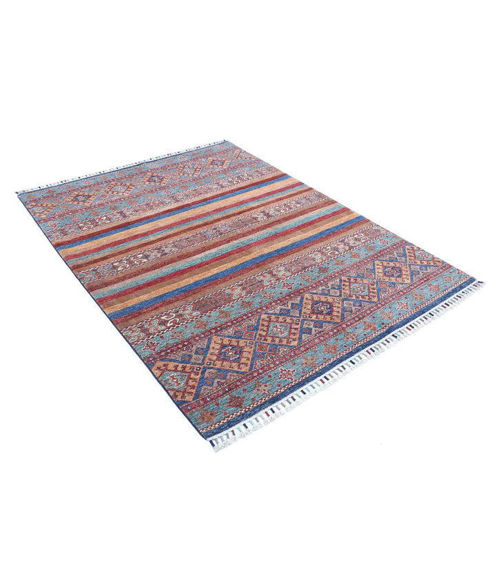Afghan Khurjeen Rug 5' 0" x 6' 6" Hand-Knotted | No. AT59664