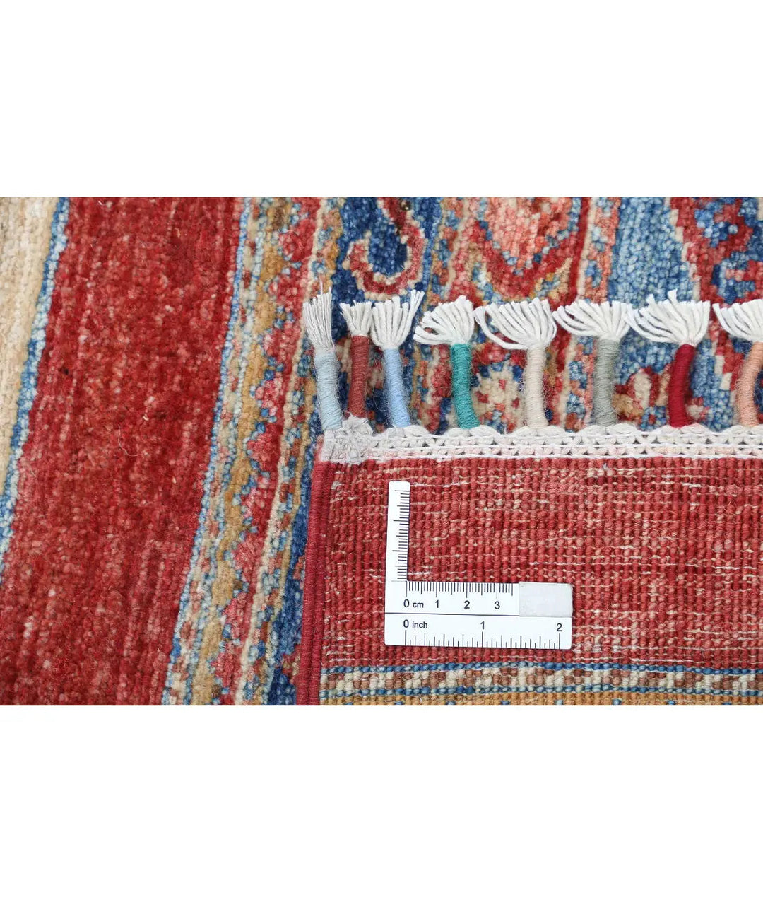 Red Afghan Khurjeen Rug 5' 6" x 8' 0" Hand-Knotted | No. AT11074