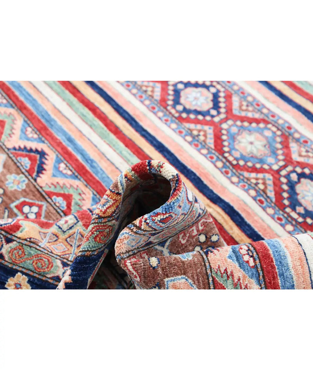 Blue Afghan Khurjeen Rug 5' 7" x 7' 4" Hand-Knotted | No. AT59779