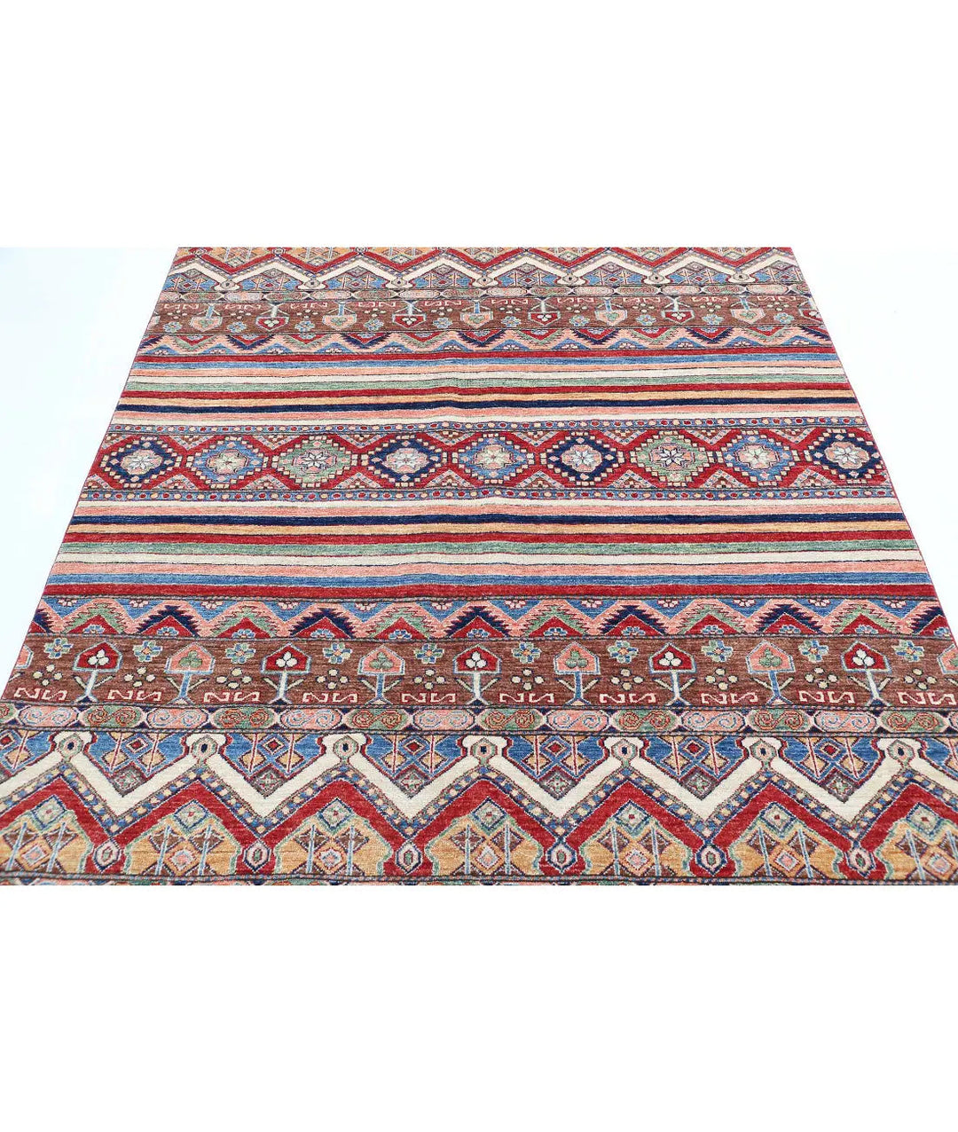 Blue Afghan Khurjeen Rug 5' 7" x 7' 4" Hand-Knotted | No. AT59779