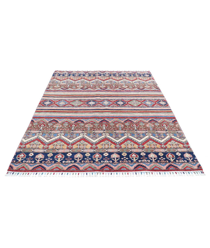 Blue Afghan Khurjeen Rug 5' 7" x 7' 4" Hand-Knotted | No. AT59779