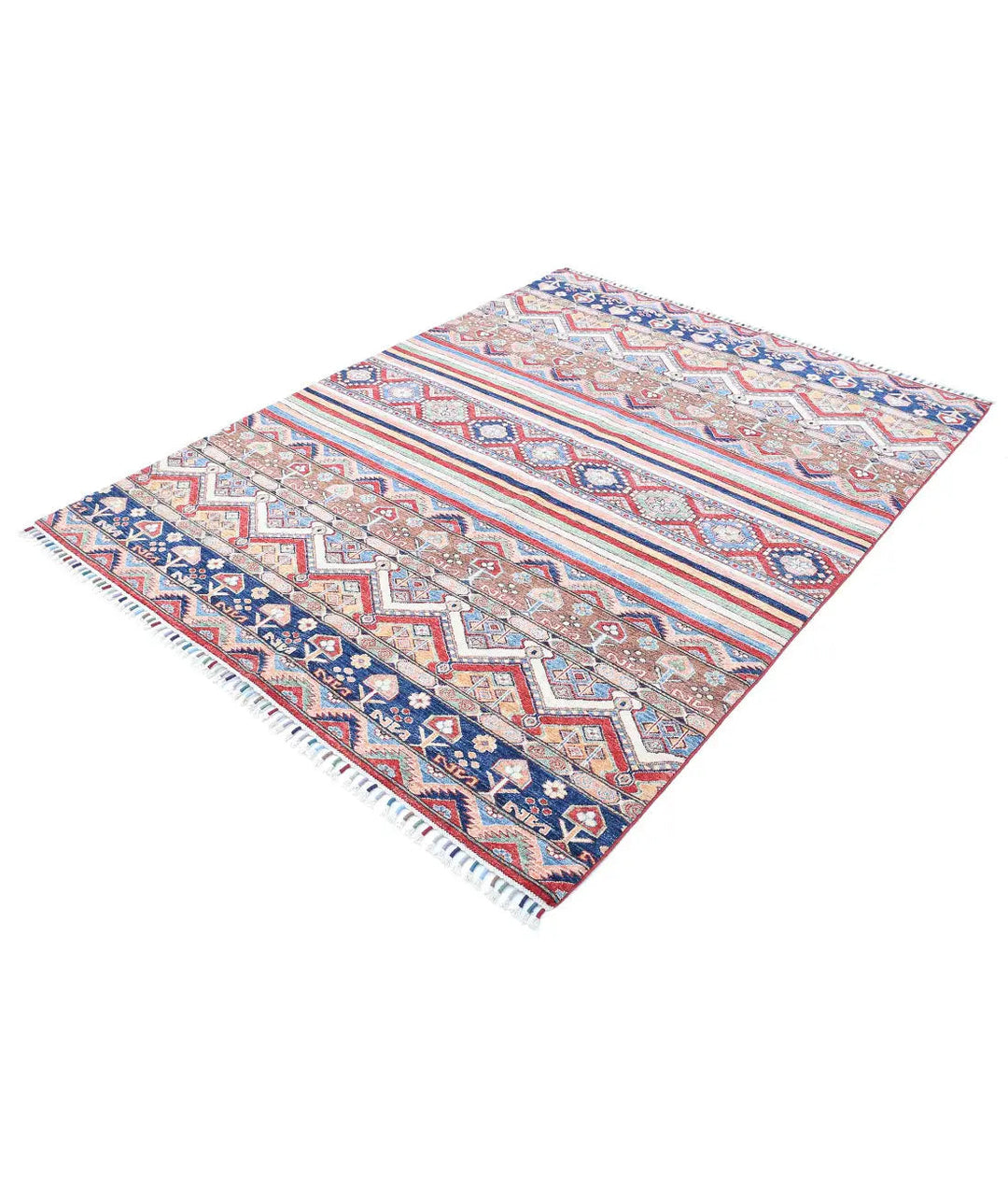Blue Afghan Khurjeen Rug 5' 7" x 7' 4" Hand-Knotted | No. AT59779