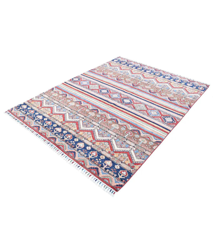 Blue Afghan Khurjeen Rug 5' 7" x 7' 4" Hand-Knotted | No. AT59779