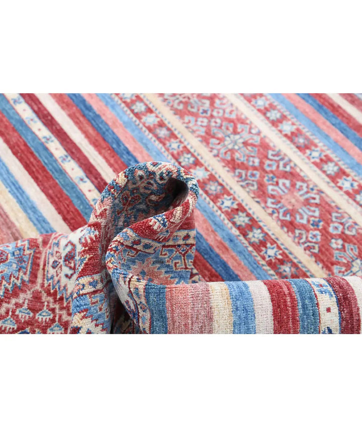 Red Afghan Khurjeen Rug 5' 8" x 7' 8" Hand-Knotted | No. AT23060