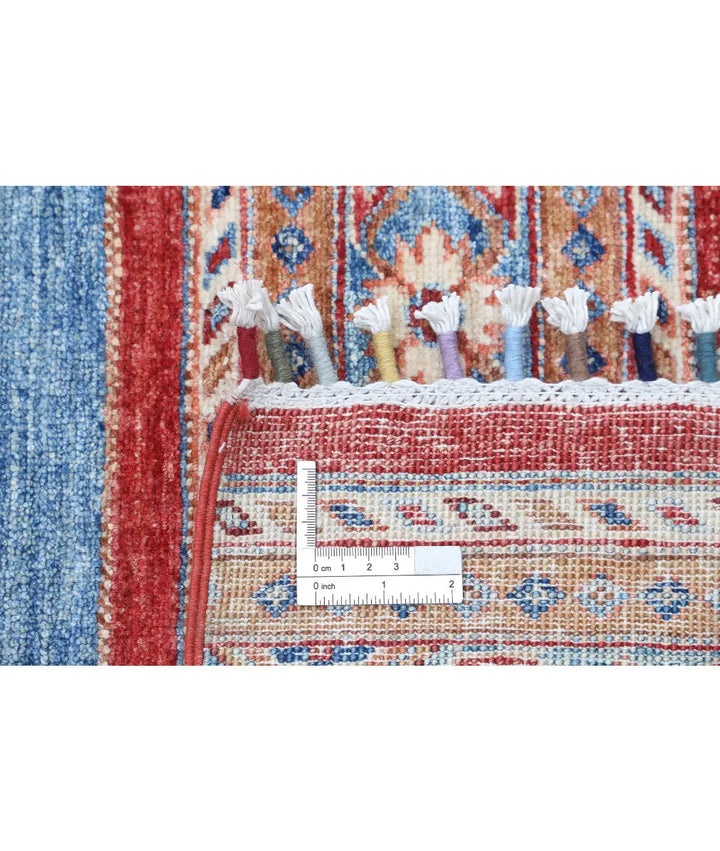 Red Afghan Khurjeen Rug 6' 6" x 9' 7" Hand-Knotted | No. AT31565