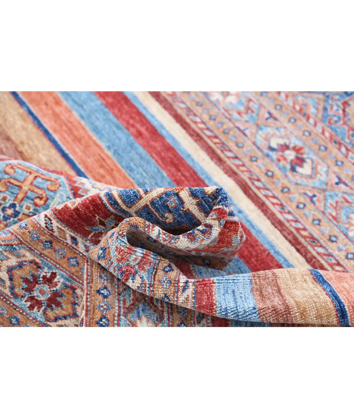 Red Afghan Khurjeen Rug 6' 6" x 9' 7" Hand-Knotted | No. AT31565