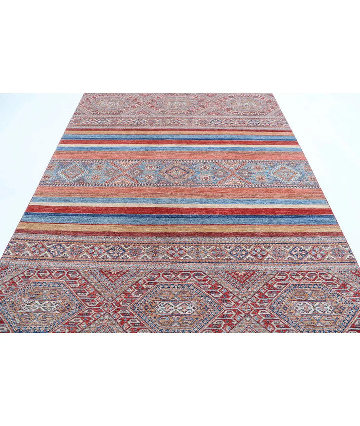 Afghan Khurjeen Rug 6' 7" x 9' 7" Hand-Knotted | No. AT10012