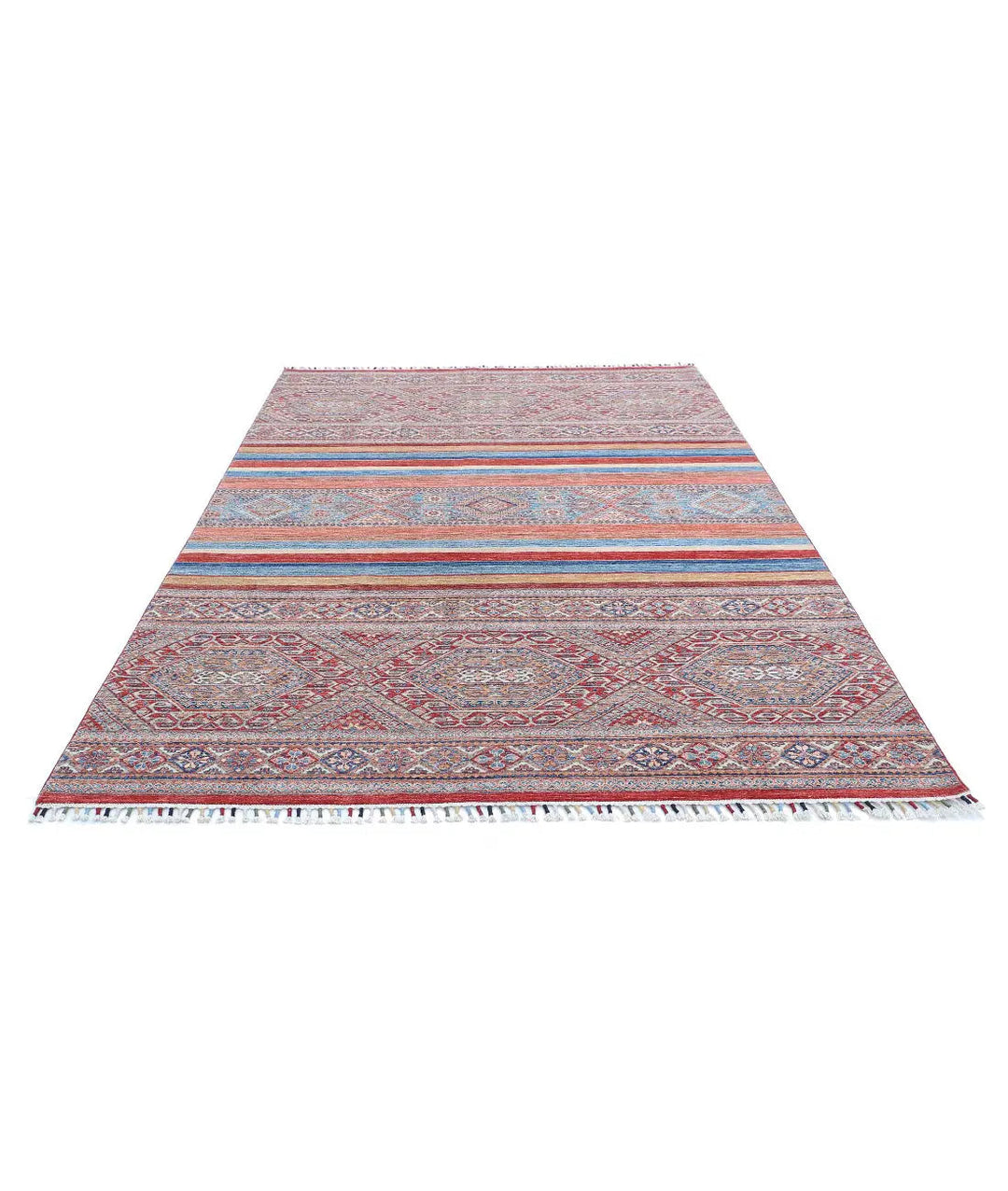 Afghan Khurjeen Rug 6' 7" x 9' 7" Hand-Knotted | No. AT10012