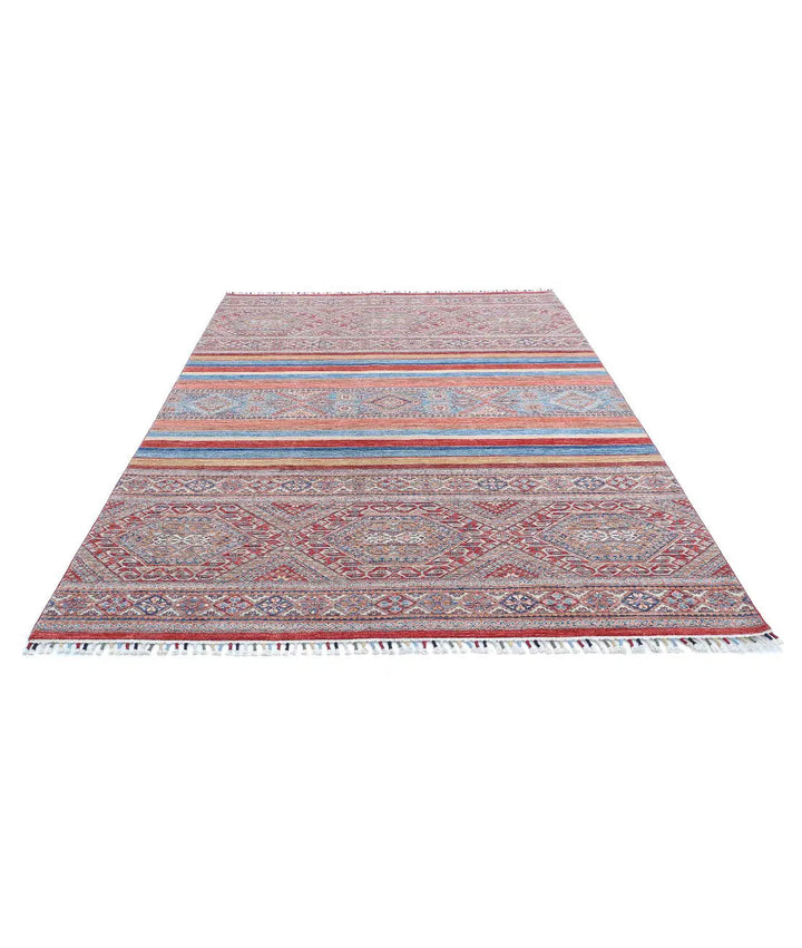 Afghan Khurjeen Rug 6' 7" x 9' 7" Hand-Knotted | No. AT10012