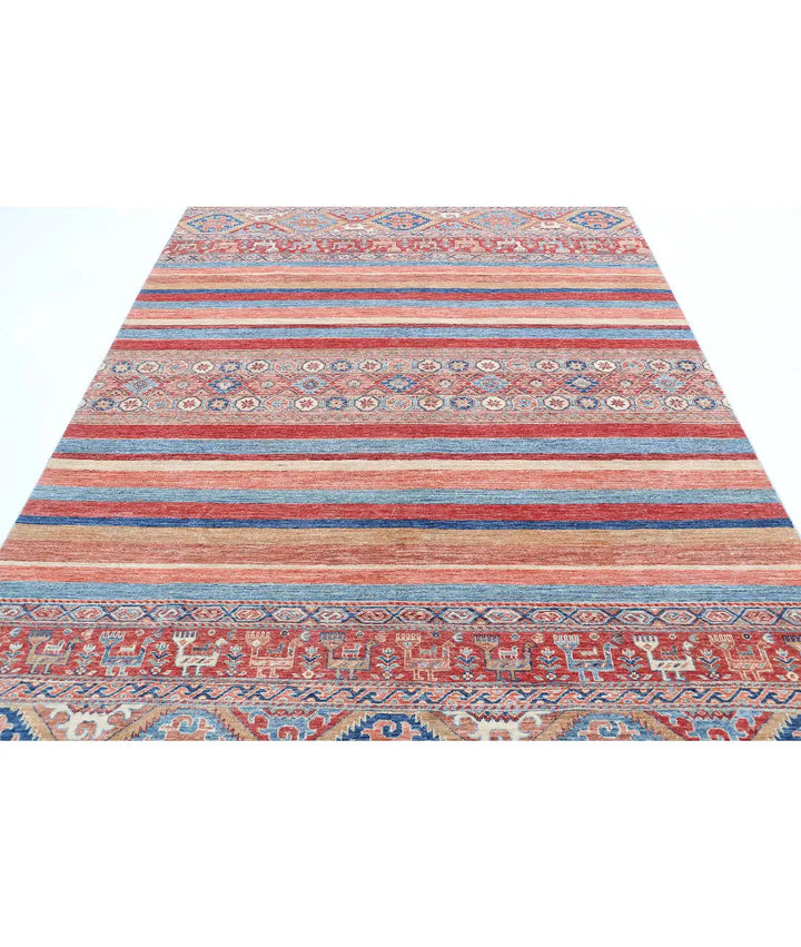 Afghan Khurjeen Rug 6' 7" x 9' 9" Hand-Knotted | No. AT64614