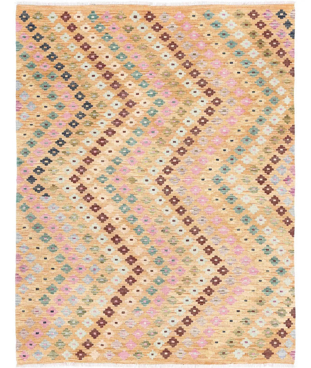 Hand Woven Maimana Kilim Wool Kilim Rug 4' 10" x 6' 4" - No. AT32224