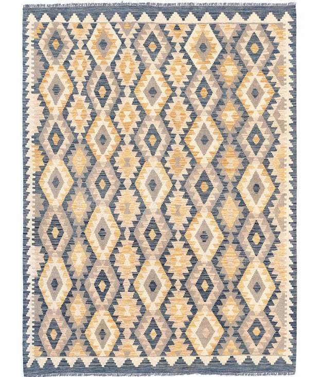 Hand Woven Maimana Kilim Wool Kilim Rug 4' 10" x 6' 8" - No. AT92115
