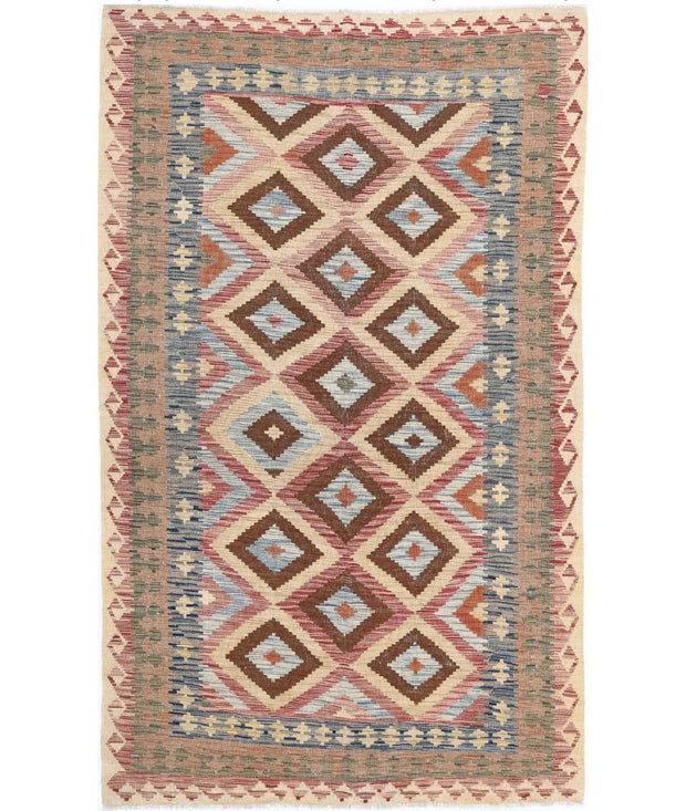 Hand Woven Maimana Kilim Wool Kilim Rug 4' 10" x 7' 9" - No. AT74297