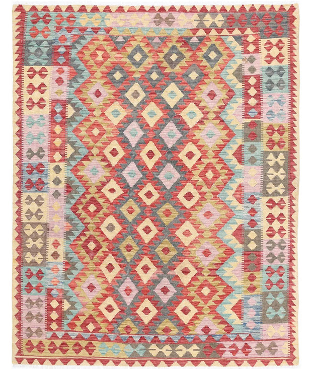 Hand Woven Maimana Kilim Wool Kilim Rug 4' 11" x 6' 1" - No. AT21978