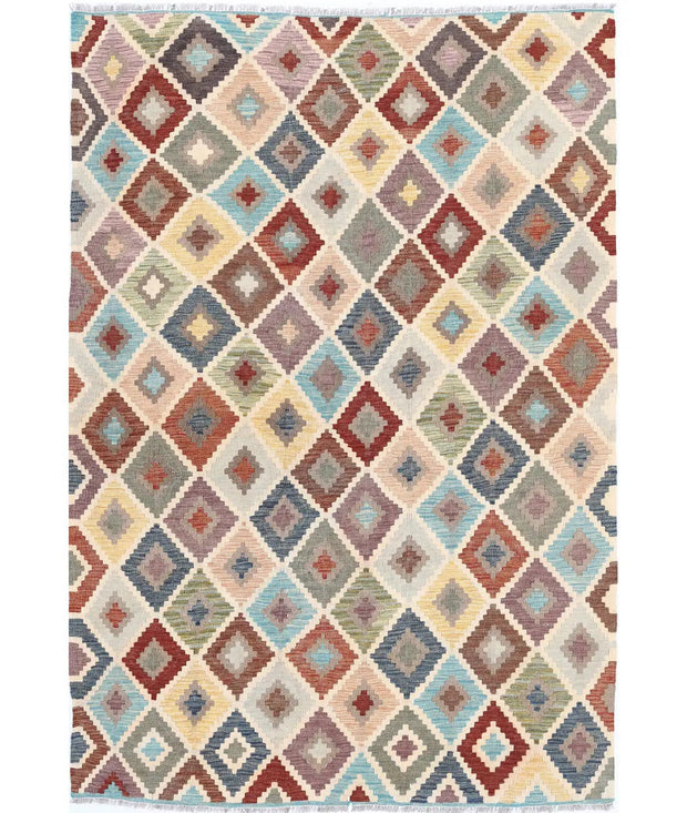 Hand Woven Maimana Kilim Wool Kilim Rug 4' 7" x 6' 9" - No. AT23265