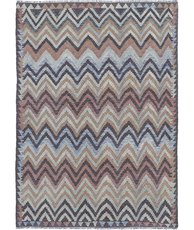 Hand Woven Maimana Kilim Wool Kilim Rug 4' 8" x 6' 6" - No. AT43671
