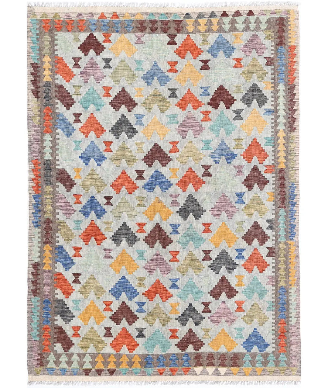 Afghan Maimana Kilim Rug 4' 8" x 6' 7" Hand-Woven