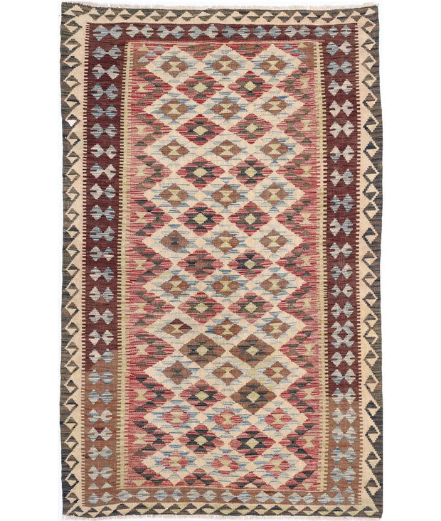 Hand Woven Maimana Kilim Wool Kilim Rug 4' 8" x 7' 9" - No. AT16891