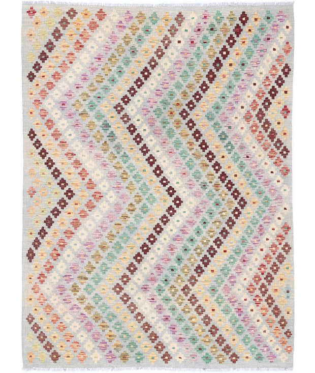 Hand Woven Maimana Kilim Wool Kilim Rug 4' 9" x 6' 5" - No. AT22088