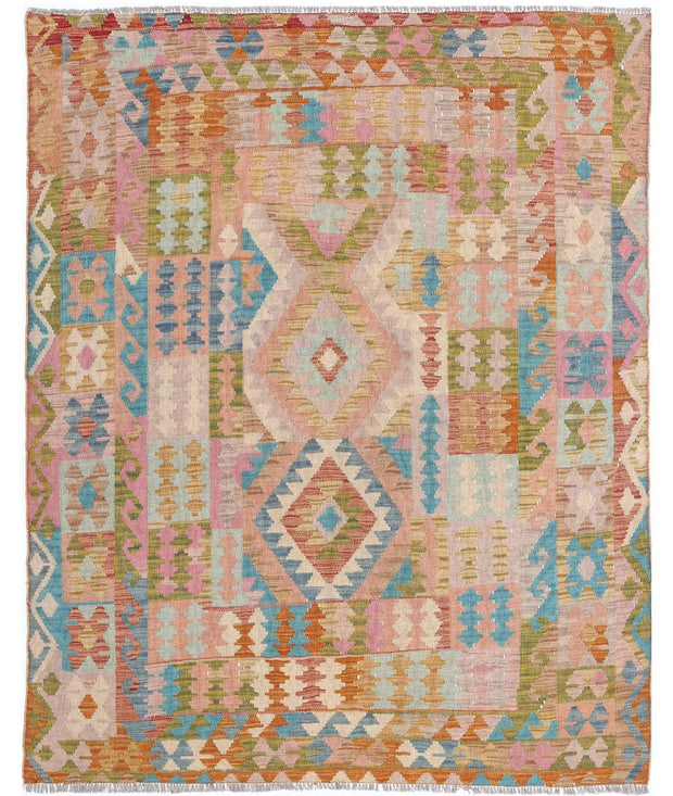 Hand Woven Maimana Kilim Wool Kilim Rug 5' 2" x 6' 4" - No. AT41910