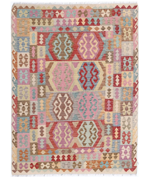 Hand Woven Maimana Kilim Wool Kilim Rug 5' 6" x 7' 5" - No. AT77430