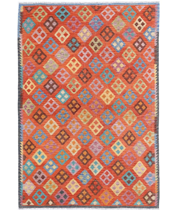 Hand Woven Maimana Kilim Wool Kilim Rug 5' 7" x 8' 2" - No. AT68181
