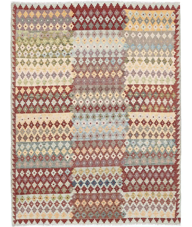 Hand Woven Maimana Kilim Wool Kilim Rug 5' 8" x 7' 8" - No. AT63359