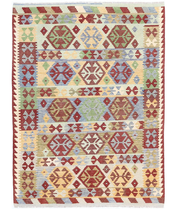 Hand Woven Maimana Kilim Wool Kilim Rug 5' 8" x 7' 9" - No. AT53086